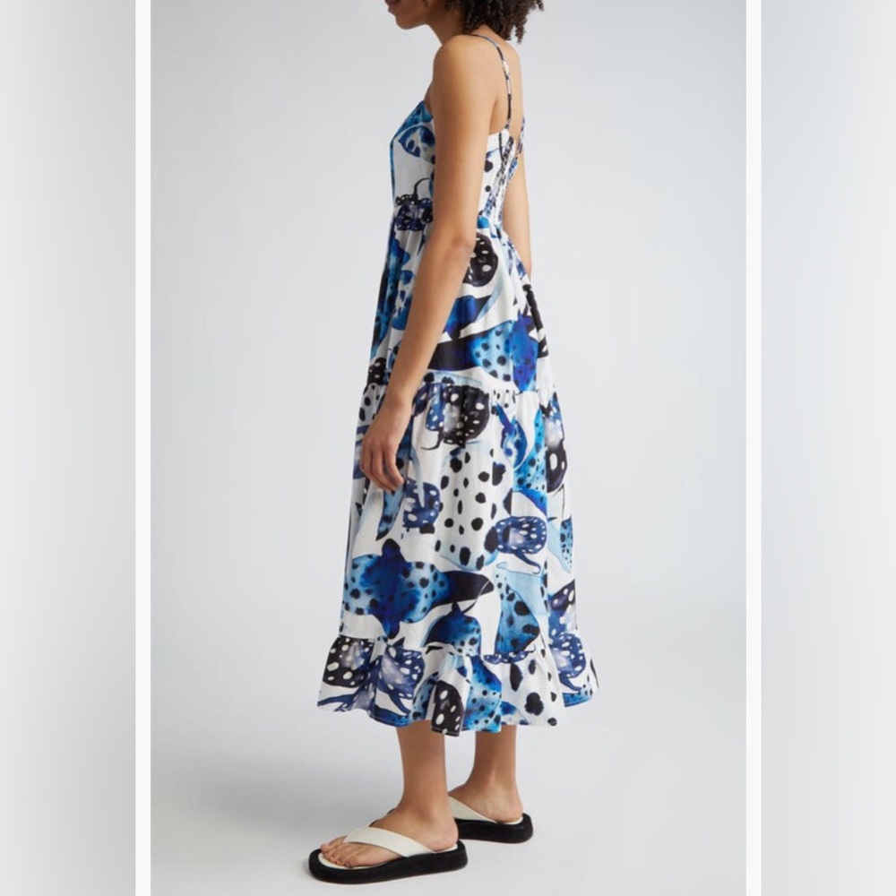NWT $210 FARM Rio Mantas Sundress BLUE / OFF-WHITE, Size X-Large! - Picture 3 of 6